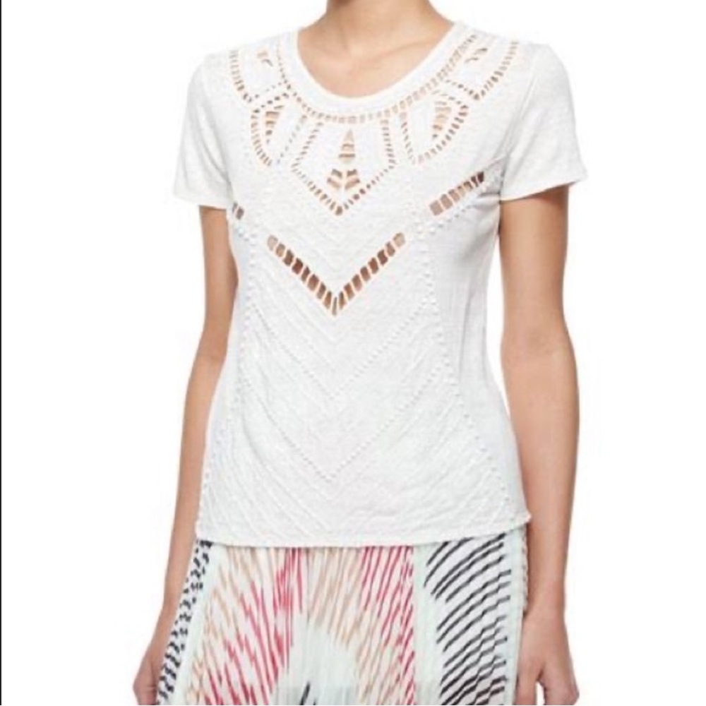 Alice + Olivia Candy Beaded cream crewneck tee🤍🤍